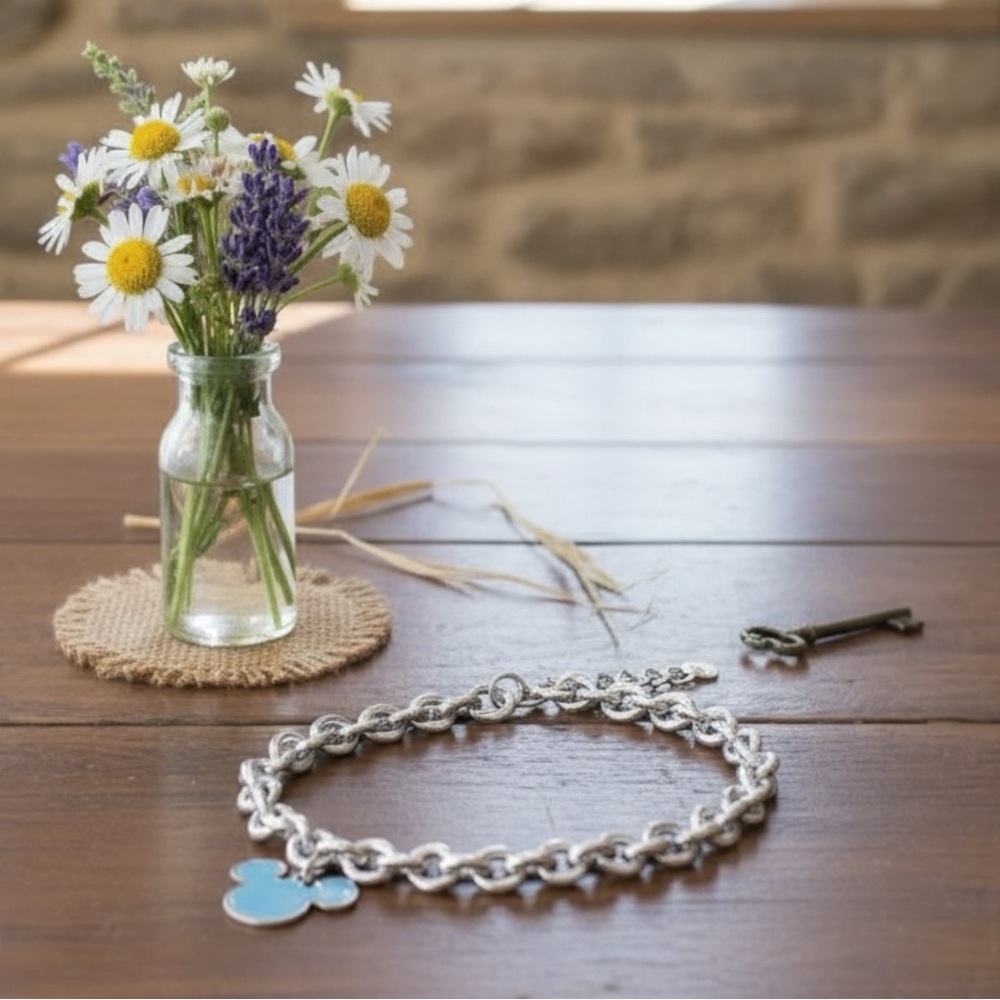 Disney Silver Chain Bracelet with Mickey Charm